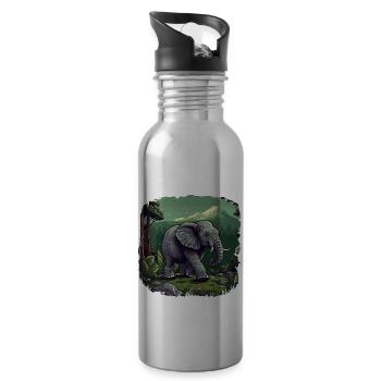 Elefant Afrika Asien Tier Elefantenbaby - Trinkflasche mit integriertem Trinkhalm - Lightsilver - Rechts