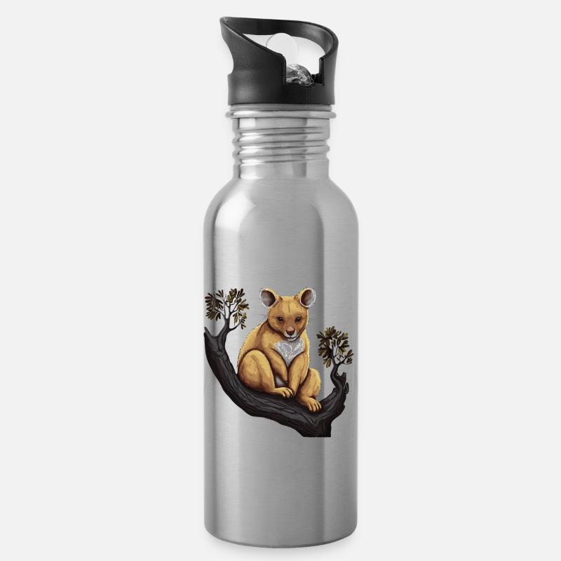 Baumkänguru Baby Känguru Beuteltier Kangaroo - Trinkflasche mit integriertem Trinkhalm - Lightsilver