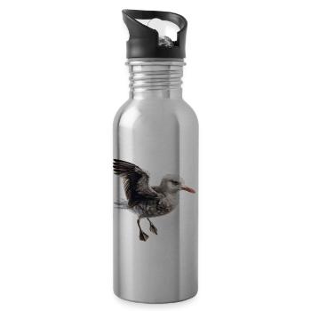 Baby Möwe Seevogel - Trinkflasche mit integriertem Trinkhalm - Lightsilver - Rechts