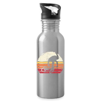 Retro Sonnenuntergang Radfahrer Silhouette - Trinkflasche mit integriertem Trinkhalm - Lightsilver - Rechts