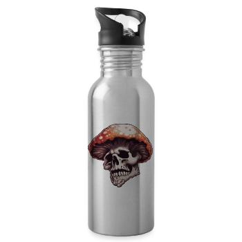 Pilz / Mushroom / Wiese / Wald / Goa / Psy - Trinkflasche mit integriertem Trinkhalm - Lightsilver - Rechts