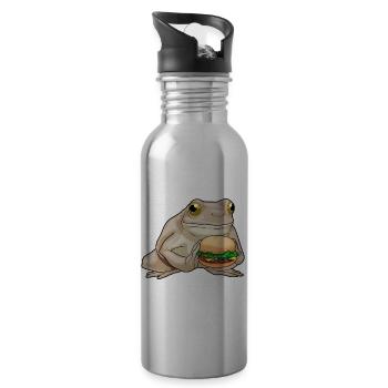 Frog Cheeseburger - Water bottle with straw - silver - Right