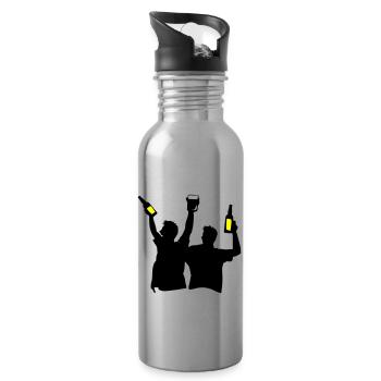 Bachelor Party Team Celebrating Bachelor Party - Water bottle with straw - silver - Right