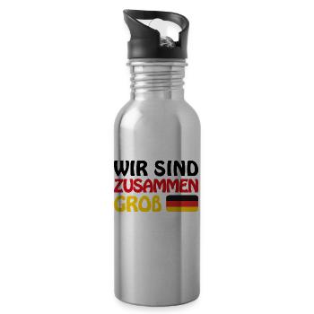 Deutschland 2024 - Wir sind zusammen Groß - Europa - Trinkflasche mit integriertem Trinkhalm - Lightsilver - Rechts