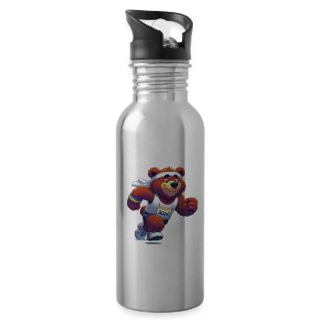Cute Marathon Runner Bear - Trinkflasche mit integriertem Trinkhalm - Lightsilver - Rechts