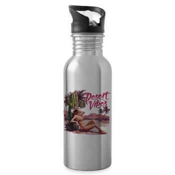 Sonnenuntergang Desert Vibes Urlaub Abenteuer - Trinkflasche mit integriertem Trinkhalm - Lightsilver - Rechts