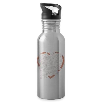 Feeding Kids Is A Work Of Heart 8 - Trinkflasche mit integriertem Trinkhalm - Lightsilver - Rechts