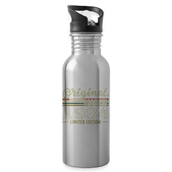 Born in March 1984 Birthday Gift March 1984 - Water bottle with straw - silver - Right