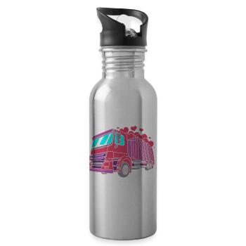 Garbage Can Garbage Truck Garbage Truck Garbage Man - Water bottle with straw - silver - Right