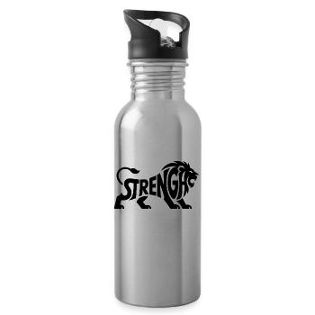 Strengh - Cool Lion Logo - Water bottle with straw - silver - Right
