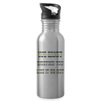 We Exist - Agender Flag - Water bottle with straw - silver - Right