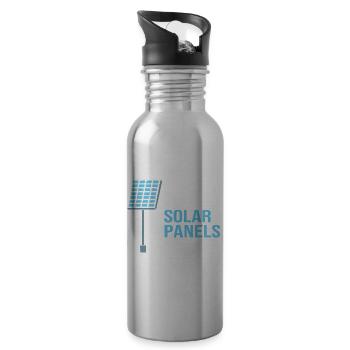 Énergies renouvelables, cellules solaires, photovoltaïque - Gourde avec paille intégrée - argent clair - Droite