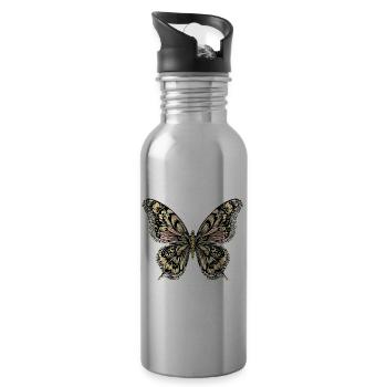 Boho Schmetterling - Trinkflasche mit integriertem Trinkhalm - Lightsilver - Rechts