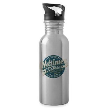 Oldtimer Mai 1966 - Geburtstag - Geschenk - Trinkflasche mit integriertem Trinkhalm - Lightsilver - Rechts