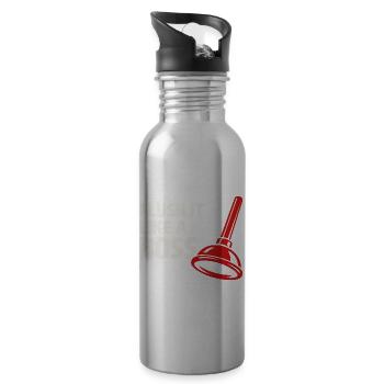 Rinse It Like a Chef | Plumber Humor - Water bottle with straw - silver - Right