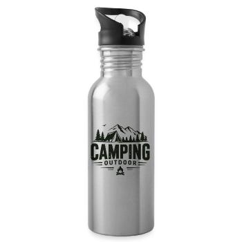 Camping Outdoor Mountain Adventure Tent - Water bottle with straw - silver - Right