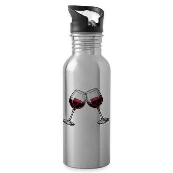 Harmonie des verres à vin - Gourde avec paille intégrée - argent clair - Droite