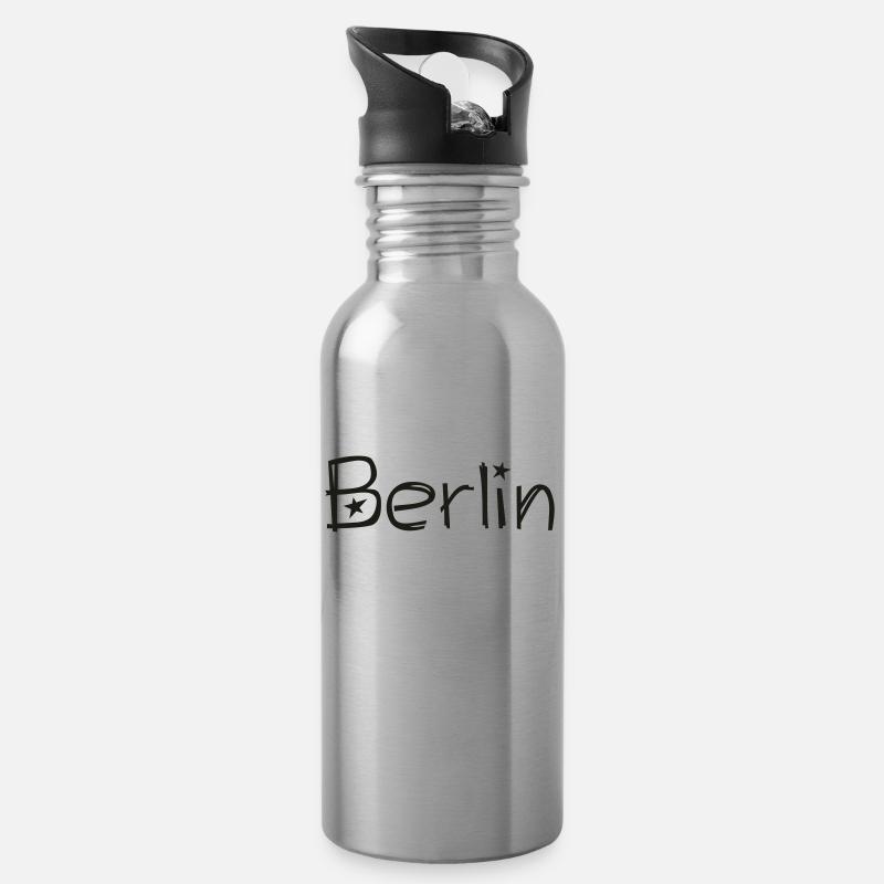 berlin - Trinkflasche mit integriertem Trinkhalm - Lightsilver
