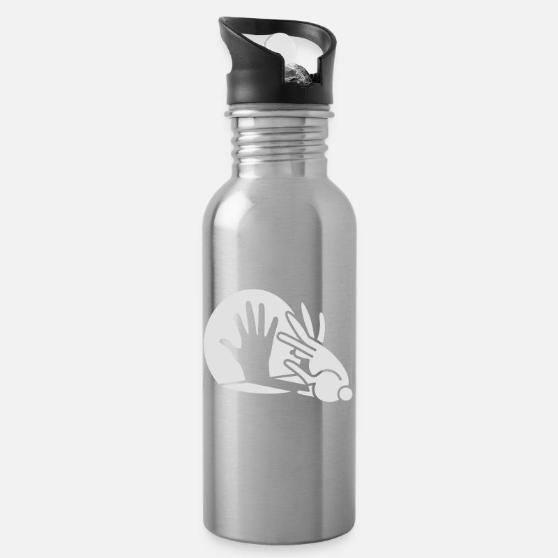 Chinesische Schatten, Hand, Kaninchen, - Trinkflasche mit integriertem Trinkhalm - Lightsilver