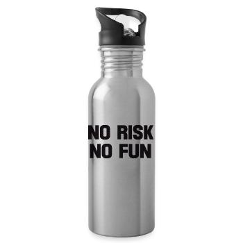 no risk no fun - Water bottle with straw - silver - Right