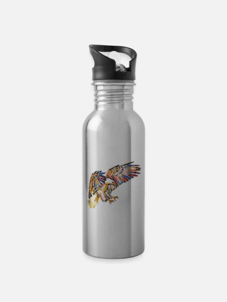 Adler - Trinkflasche mit integriertem Trinkhalm - Lightsilver