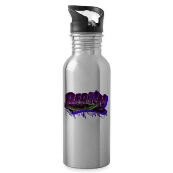 Berlin graffiti lettering - Water bottle with straw - silver - Right