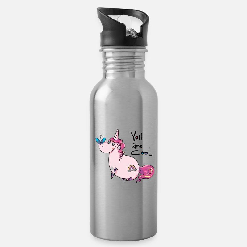 unicorn - Trinkflasche mit integriertem Trinkhalm - Lightsilver