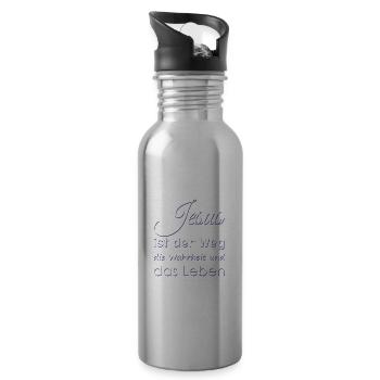 Jesus Christus, Bibelvers, Bibel, Jesus is Lord - Trinkflasche mit integriertem Trinkhalm - Lightsilver - Rechts