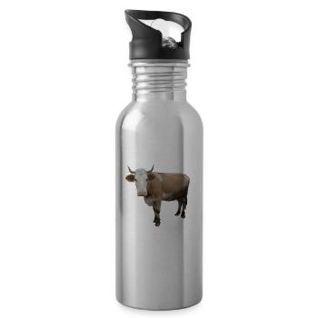 Kuh - Trinkflasche mit integriertem Trinkhalm - Lightsilver - Rechts