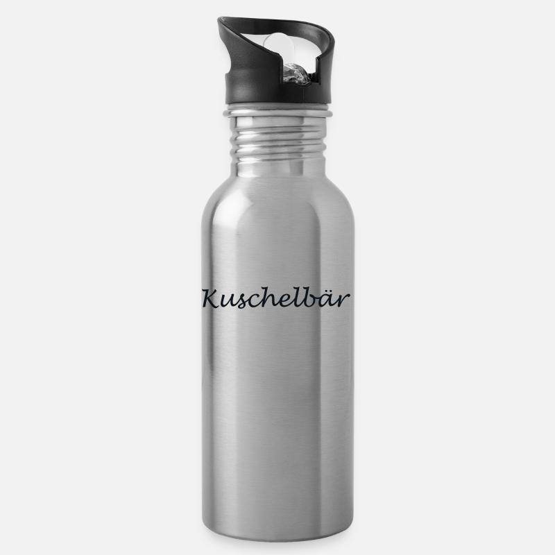 Kuschelbär - Trinkflasche mit integriertem Trinkhalm - Lightsilver