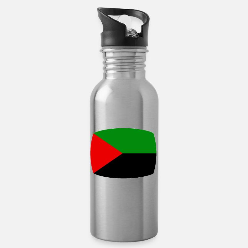 Martinique drapeau rouge vert noir - Gourde avec paille intégrée - argent clair