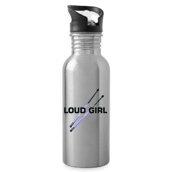 Loud Girl Drummer Percussion Musical Ban - Water bottle with straw - silver - Right