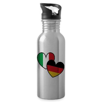 Italy Germany Hearts - Water bottle with straw - silver - Right