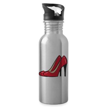High Heels red - Red pair of pumps - Water bottle with straw - silver - Right
