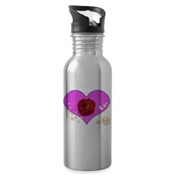 rosen design, Herzmuster Perlen - Trinkflasche mit integriertem Trinkhalm - Lightsilver - Rechts