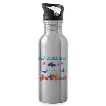 Zooologiste marin officiel Zooologie Mer - Gourde avec paille intégrée - argent clair - Droite