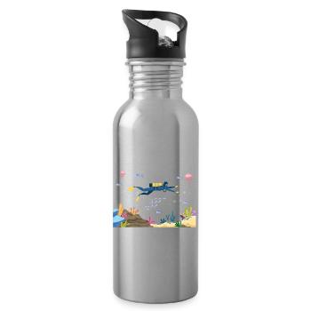 Diving Adventure Divers Sea Ocean - Water bottle with straw - silver - Right