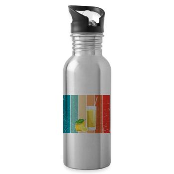 Lemonade Lemon Lemonade Lemonade Lemonade Stand Design - Water bottle with straw - silver - Right