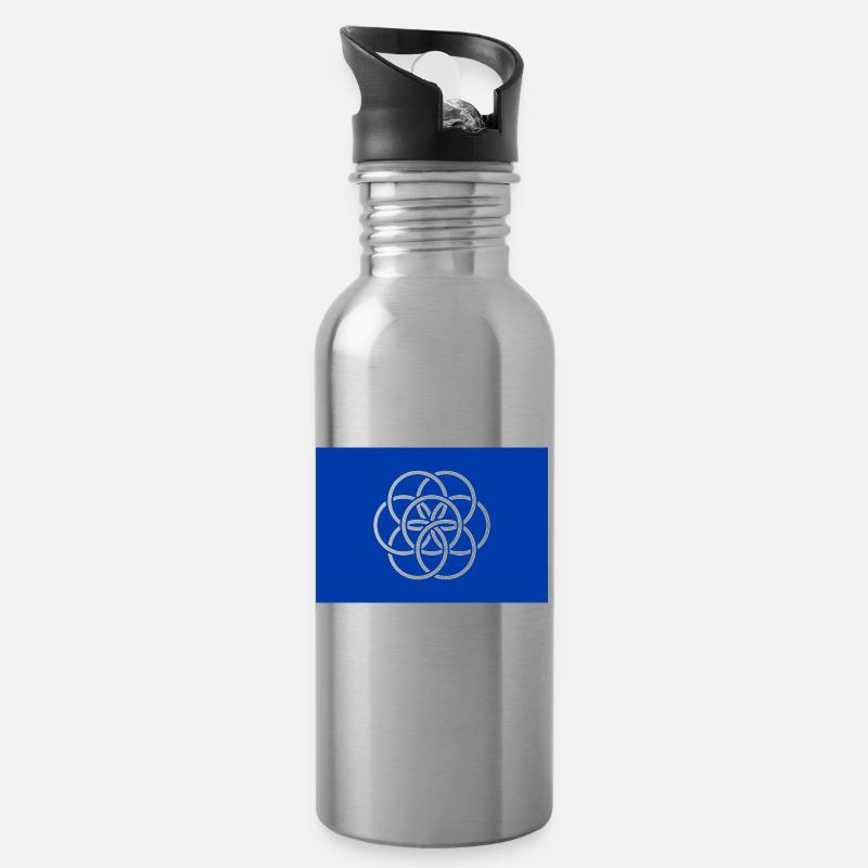 Internationale Flagge der Erde - Trinkflasche mit integriertem Trinkhalm - Lightsilver
