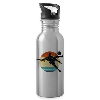 Retro Runner Sunset Circle - Water bottle with straw - silver - Right