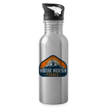Morzine France mountain - Water bottle with straw - silver - Right