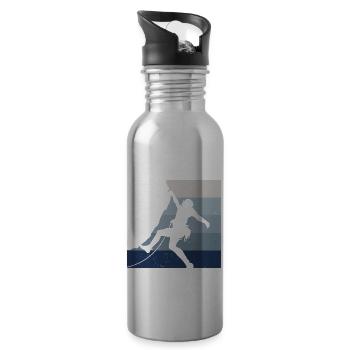 Retro Graphic Climbing Bouldering Rock Climber Mou - Trinkflasche mit integriertem Trinkhalm - Lightsilver - Rechts
