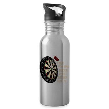 Einer von uns beiden - Dart Spruch - Trinkflasche mit integriertem Trinkhalm - Lightsilver - Rechts