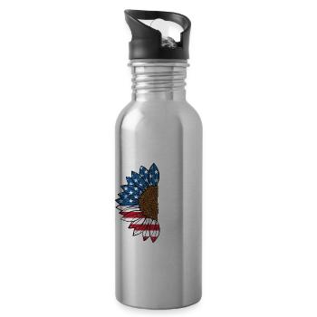 Hailing from the Land of Ranch Patriotic Proud - Water bottle with straw - silver - Right