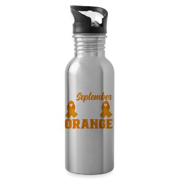 Leukemia Awareness Month Leukemia Survivor - Water bottle with straw - silver - Right