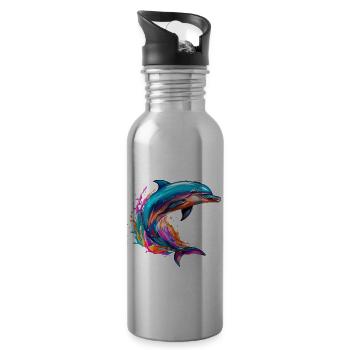 Delfin Kunst für einen Biologe Delphinliebhaber - Trinkflasche mit integriertem Trinkhalm - Lightsilver - Rechts