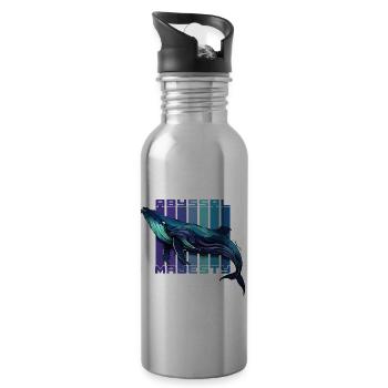 Abyssal Majesty: The Enigmatic Blue Whale - Water bottle with straw - silver - Right