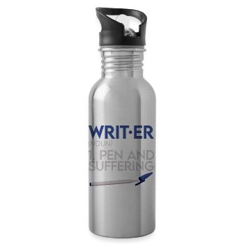 Writer, Pen And Suffering 2 - Trinkflasche mit integriertem Trinkhalm - Lightsilver - Rechts