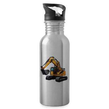 Bagger / Baustelle / Maschine /graben / Schaufel - Trinkflasche mit integriertem Trinkhalm - Lightsilver - Rechts