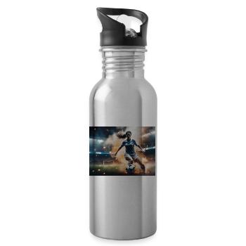 Soccer #1 - Water bottle with straw - silver - Right